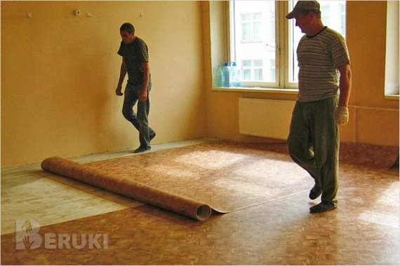 Укладка ламината, линолеума. Монтаж плинтуса. 1