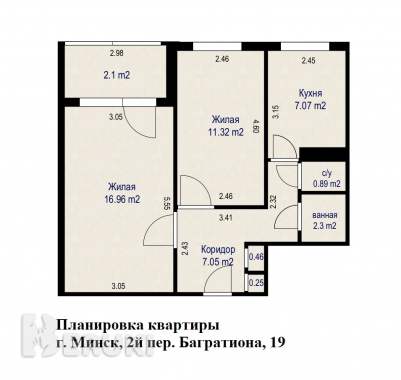 Продаётся двухкомнатная квартира, возле парка челюскинцев 17