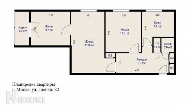 Продается 3-комнатная квартира недалеко от метро спортивная 7