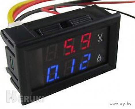 Вольтамперметр , 10а/ 100v, питание 3. 5-30v, размер 48x29x22мм.