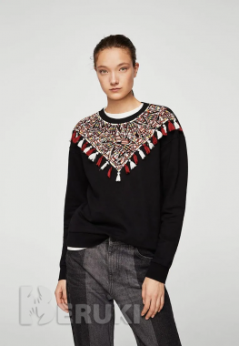 Свитшот / толстовка / джемпер mango с бахромой, размер s 7