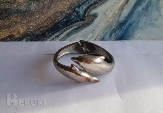 Винтажный браслет-клампер дельфины 0