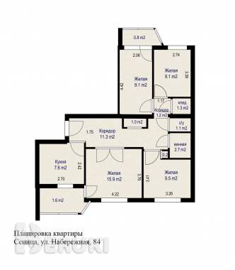 Продажа четырехкомнатной квартиры в аг. Сеница – 72,4 м кв 25