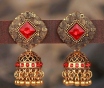 Индийские серьги-джумки золотисто-красные