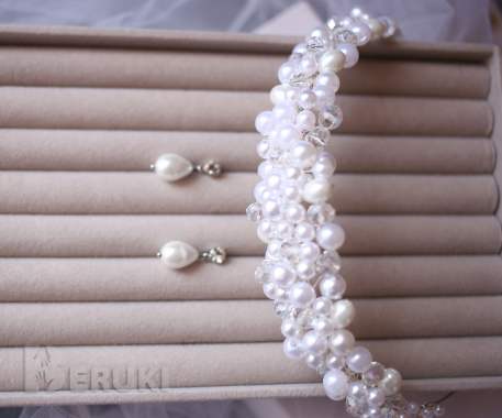Свадебный комплект: жемчужный ободок,серьги 3