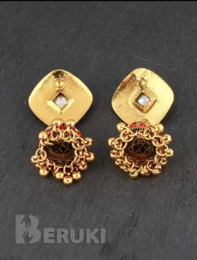 Индийские серьги-джумки золотисто-красные 2