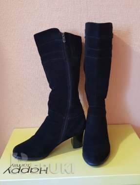 Сапоги зимние женские на каблуке, натуральная кожа, шерстяной мех, размер 38 0