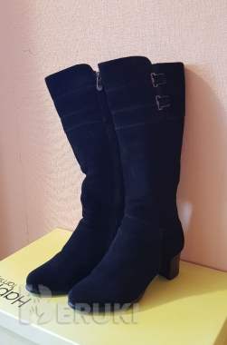 Сапоги зимние женские на каблуке, натуральная кожа, шерстяной мех, размер 38 1