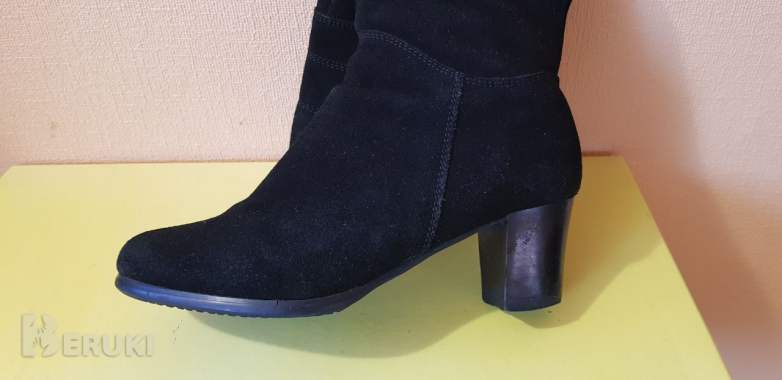 Сапоги зимние женские на каблуке, натуральная кожа, шерстяной мех, размер 38 5