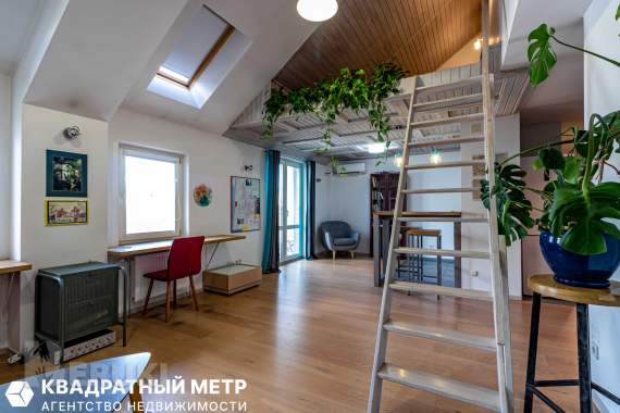 Просторная квартира-студия с мансардными окнами. 5