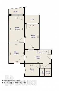 3-комнатная квартира на проспекте любимова, метро «петровщина» 18