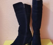 Сапоги зимние женские на каблуке, натуральная кожа, шерстяной мех, размер 38