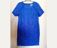 Нарядное, гипюровое платье, синее, размер 58 (как новое)