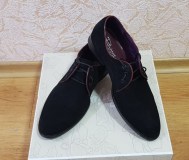 Мужские полуботинки туфли дерби чёрные, велюр, размер 39-40