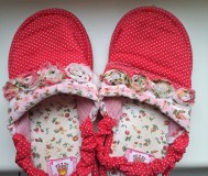 Тапки красные с розами принцесса, бу, р. 30 ( 19см)