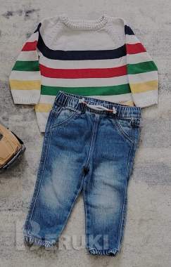 9-12 мес (80см) деми джинсы и свитер для мальчика 0