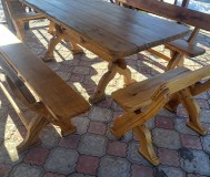 Стол и скамейки из массива дуба для беседки