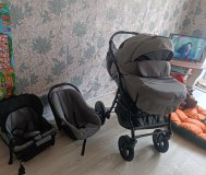 Детская универсальная коляска alis berta f 3 в 1 (цвет темно -серый)