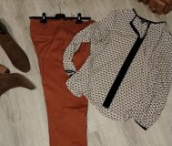 Классические брюки next и блузка геометрия