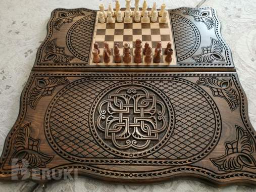 Шахматы и нарды 2в1 ручная работа 0