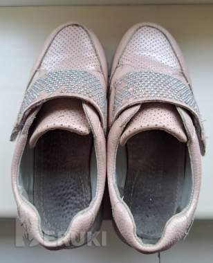 Туфли нежно-розовые со стразами на липучке, р. 29 (стелька 19см), б. У 3