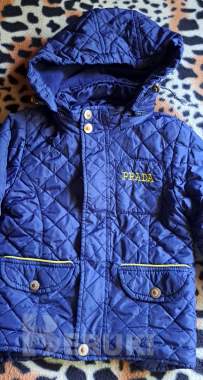 Куртка синяя с желтыми вставками prada на мальчика 5-6лет, р. 104-116, бу 1