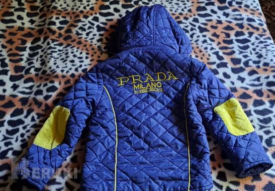 Куртка синяя с желтыми вставками prada на мальчика 5-6лет, р. 104-116, бу 3