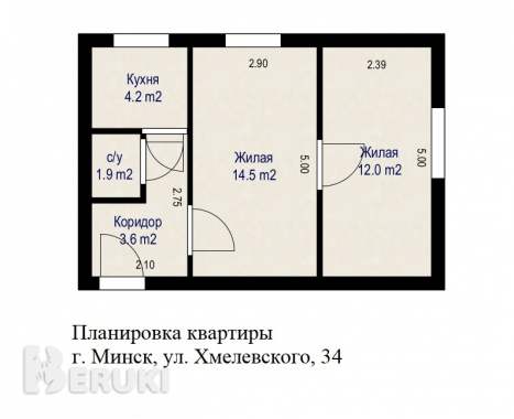 2- комнатнная квартира в шаговой доступности от метро «грушевка» 13