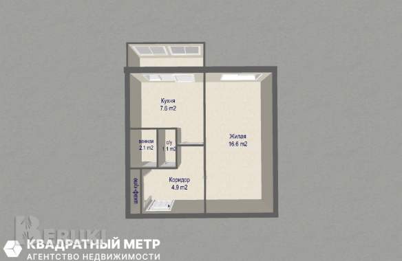 1-комнатная квартира по пр. Пушкина 9