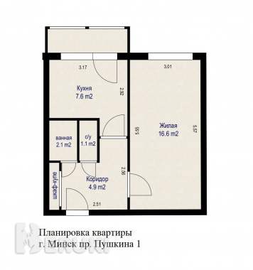 1-комнатная квартира по пр. Пушкина 10