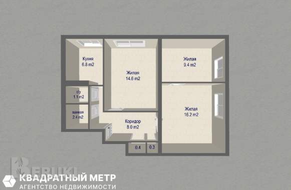 3-комнатная квартира по ул. Захарова 7