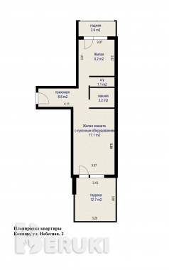 2-комнатная квартира 43. 9м2 с собственной террасой в «новой боровой», небесная 2 18