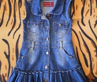 Сарафан синий джинсовый на 5-6лет (р. 110-116) на девочку, б. У, как новый.