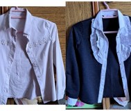 Рубашка белая и черно-белая на девочку 5-6лет, бу, 2шт