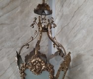 Антиквариат, бронзовая люстра -фонарь ссср