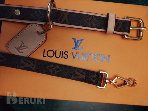 Ошейник lv louis vuitton с поводком (точная копия) 2
