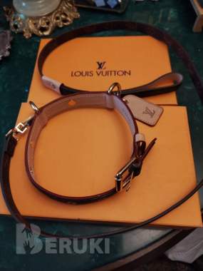 Ошейник lv louis vuitton с поводком (точная копия) 4