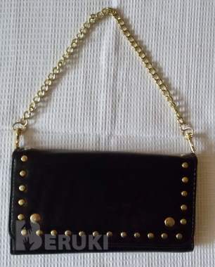 Сумка черная на кнопке и золотистой цепочке, новая 0