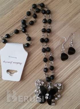 Комплект: цепочка с кулоном бабочка и серьгами 0