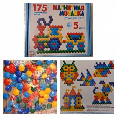 Магнитная мозайка, новая, 175 элементов, 5 цветов, 0