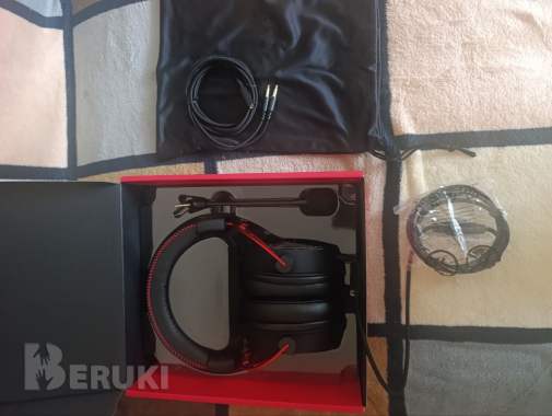 Проводные игровые наушники hyperx cloud alpha в черно-красном цвете. 1