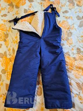 Полукомбинезон синий с иск. Мехом, р. 92-98, б. У 0