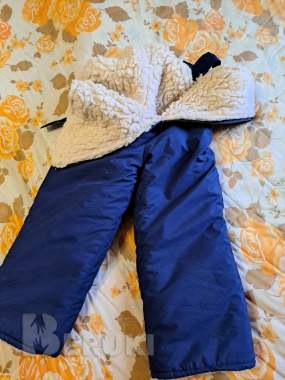 Полукомбинезон синий с иск. Мехом, р. 92-98, б. У 2