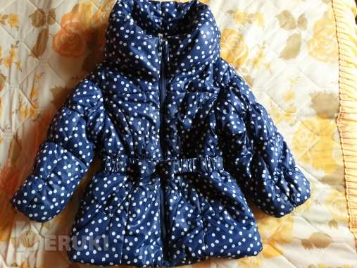 Куртка синяя в горохи с воротником высоким на 2-3г 0