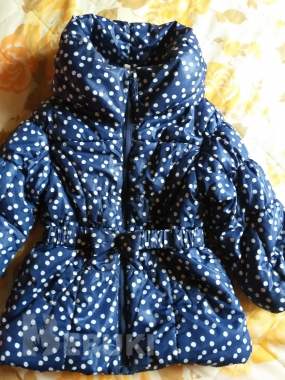 Куртка синяя в горохи с воротником высоким на 2-3г 1