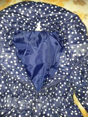 Куртка синяя в горохи с воротником высоким на 2-3г 2