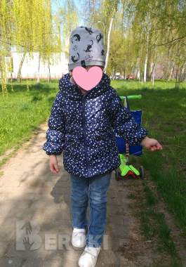 Куртка синяя в горохи с воротником высоким на 2-3г 3