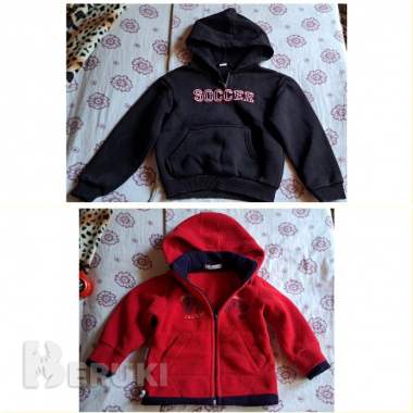 Толстовки с капюшоном черная и красная на 4-5лет 0