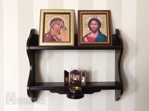 Полка для икон прямая с отверстием для лампады 1
