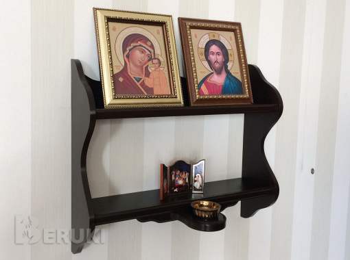 Полка для икон прямая с отверстием для лампады 3
